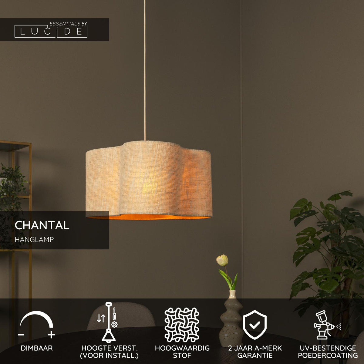 Lucide - CHANTAL - Hanglamp - 1xE27 - Beige - IP20