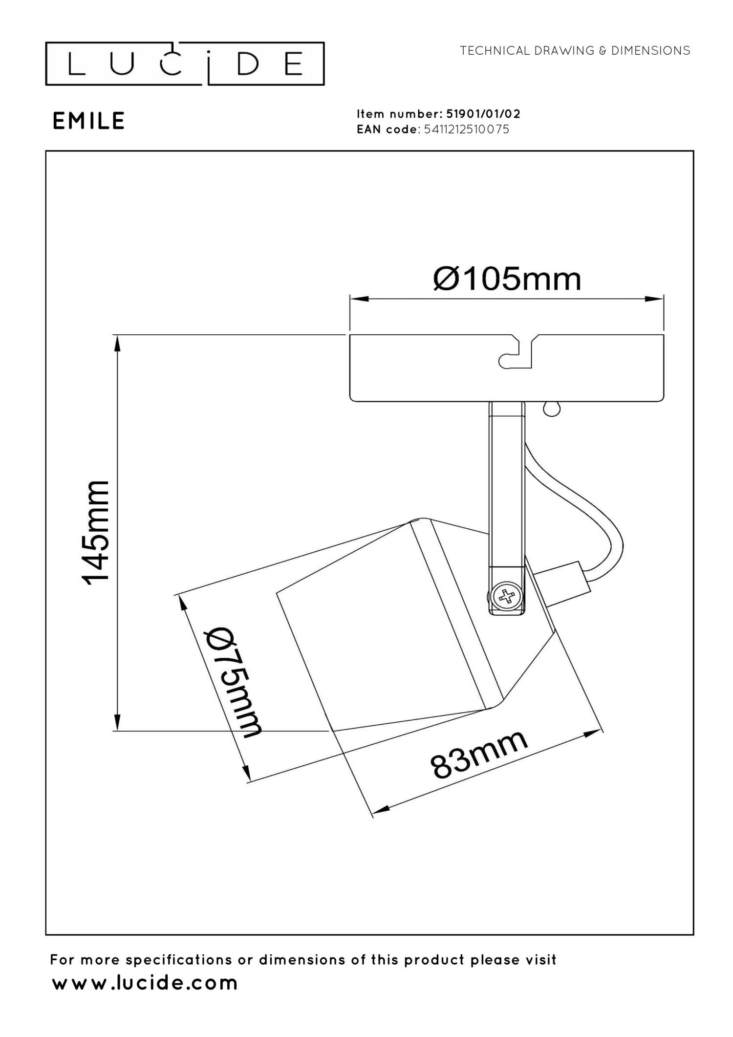 EMILE - Spot plafonnier - Ø 10,5 cm - 1xGU10 - Or mat / Laiton