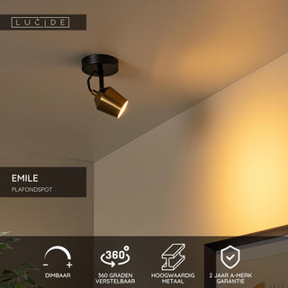 EMILE - Spot plafonnier - Ø 10,5 cm - 1xGU10 - Or mat / Laiton