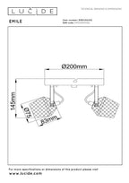 EMILE - Spot plafonnier - Ø 20 cm - 2xGU10 - Or mat / Laiton