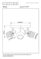 EMILE - Spot plafonnier - Ø 23 cm - 3xGU10 - Or mat / Laiton