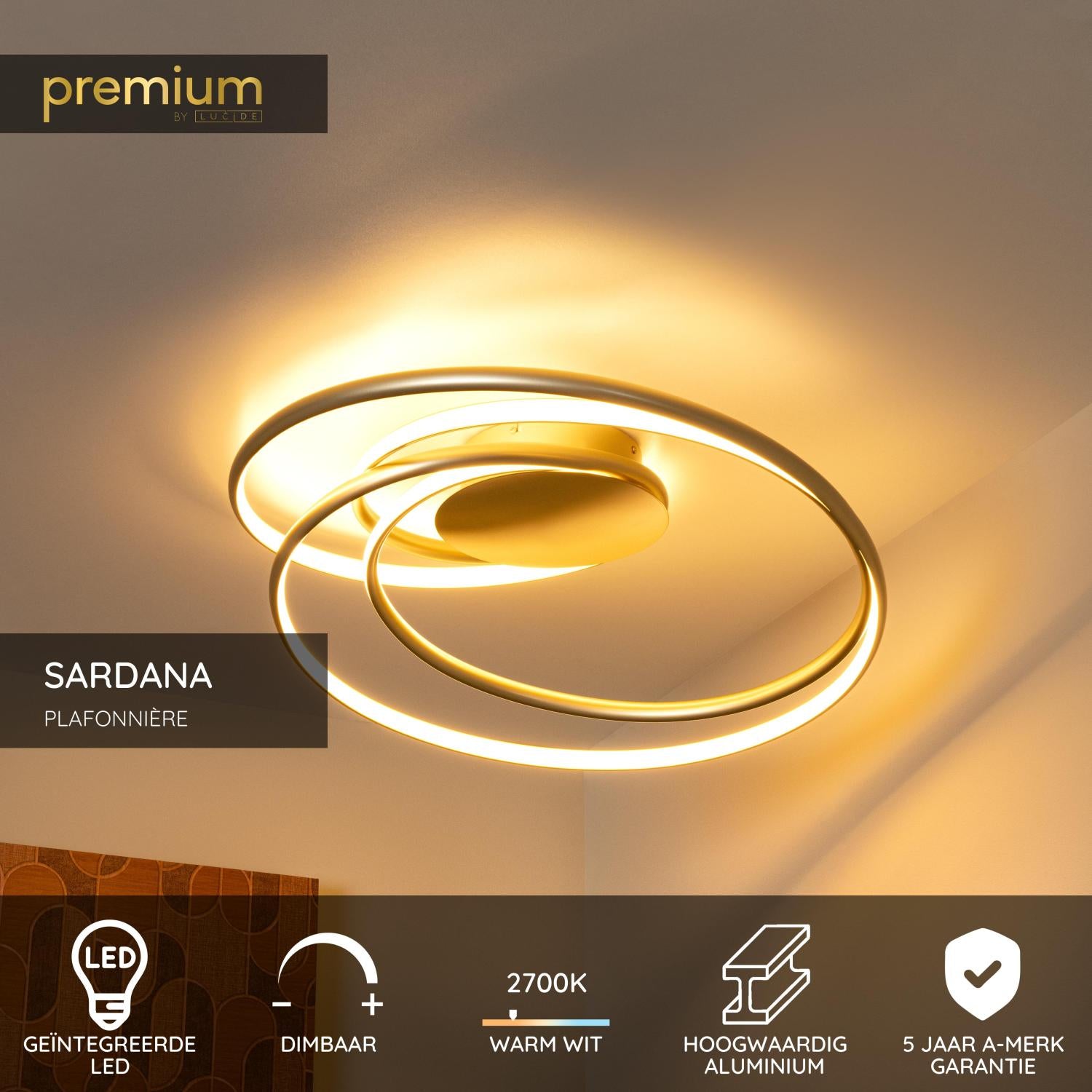 SARDANA - Plafonnier - LED Dimmable - 1x54W 2700K - Or mat / Laiton