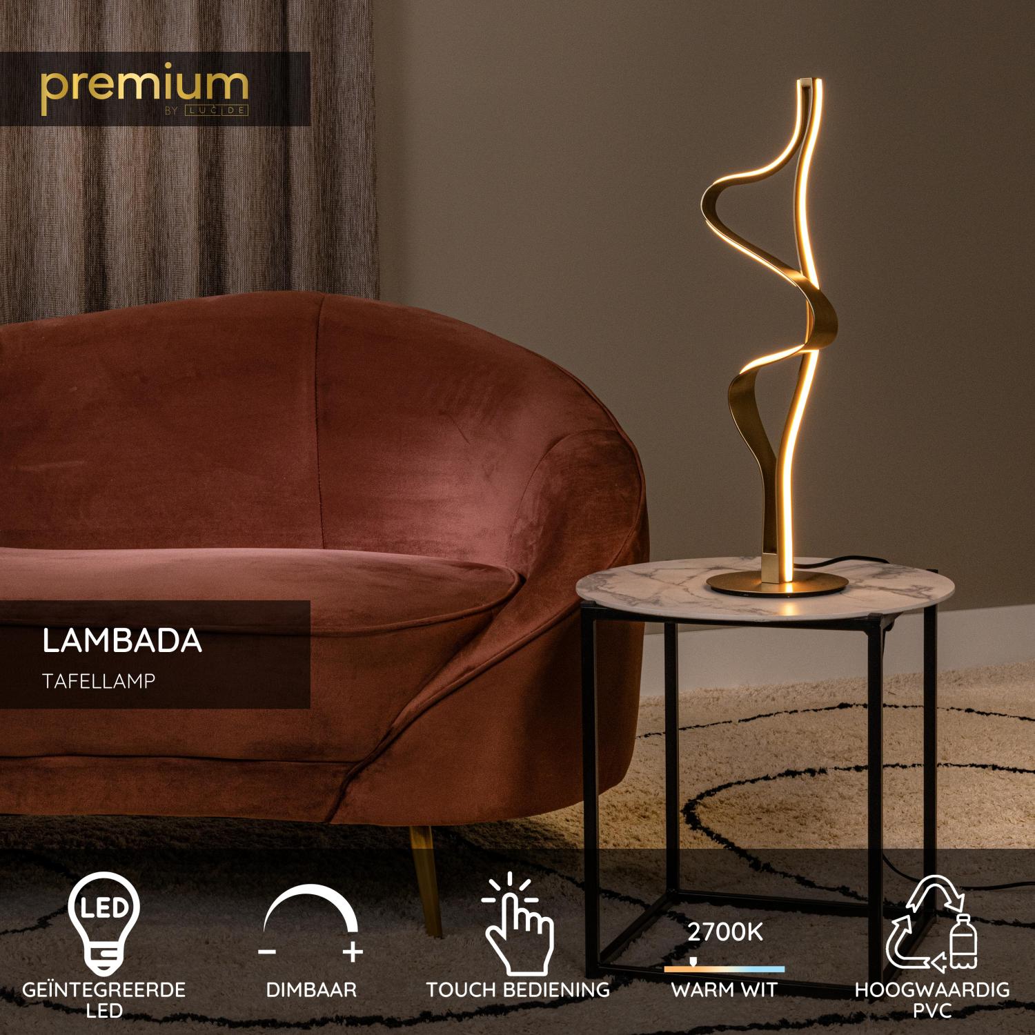 LAMBADA - Lampe de table - LED Dimmable - 1x19W 2700K - Or mat / Laiton