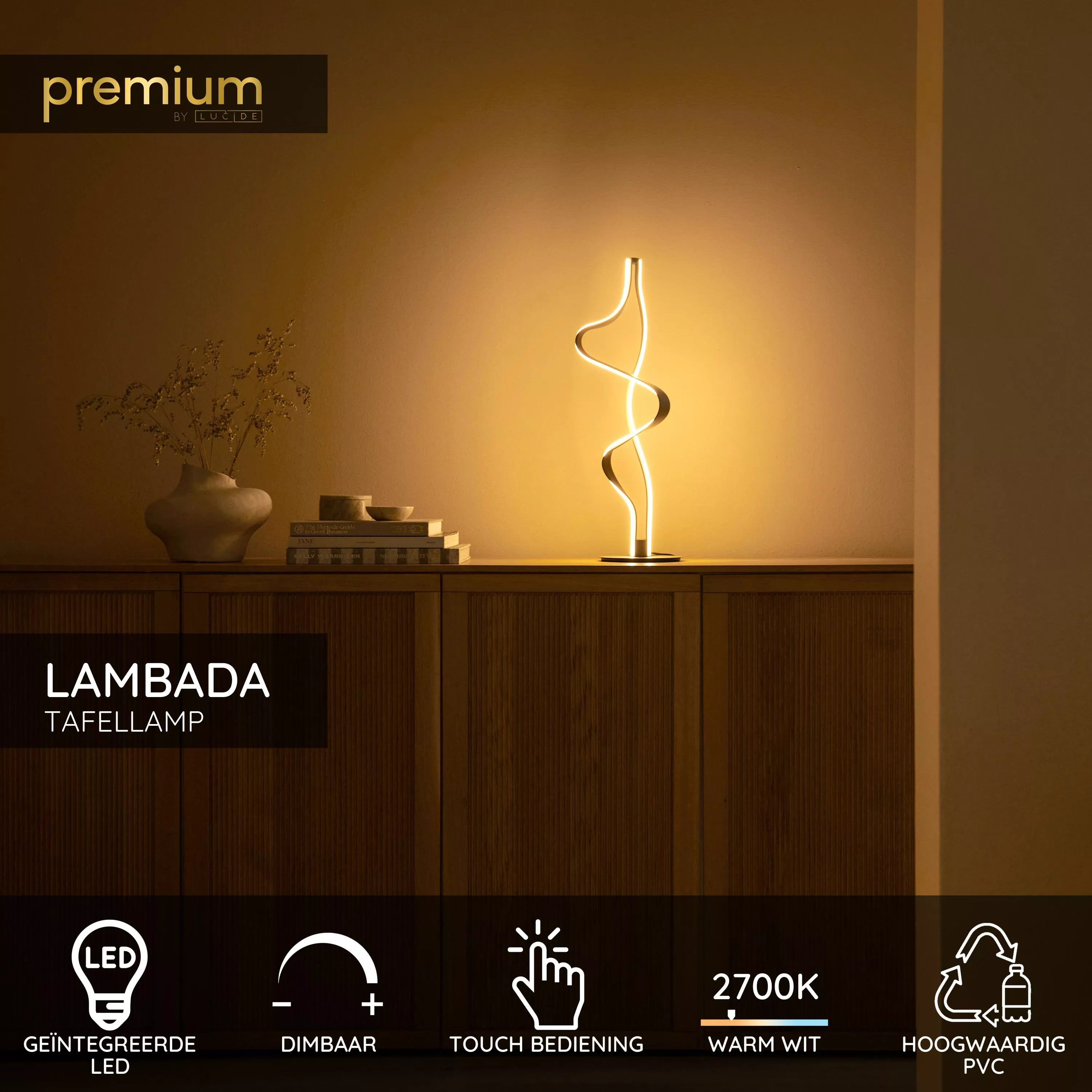 LAMBADA Tafellamp-Champa.-LED Dimb.-19W-2700K-PVC