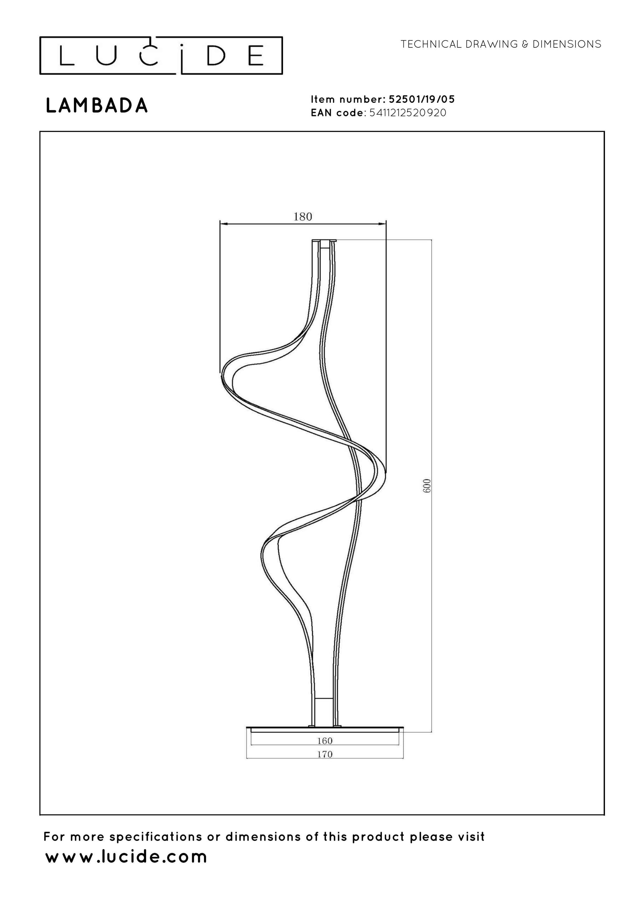 LAMBADA Lampe de table-Champa.-LED Dimm.-19W-2700K-PVC
