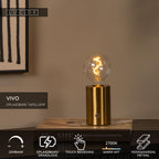 VIVO - Rechargeable table lamp - Battery - Ø 8 cm - LED Dimmable - E27 - 1x1W 2700K - Matt Gold / Brass