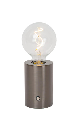 VIVO - Rechargeable table lamp - Battery - Ø 8 cm - LED Dimmable - E27 - 1x1W 2700K - Mat zwart chroom