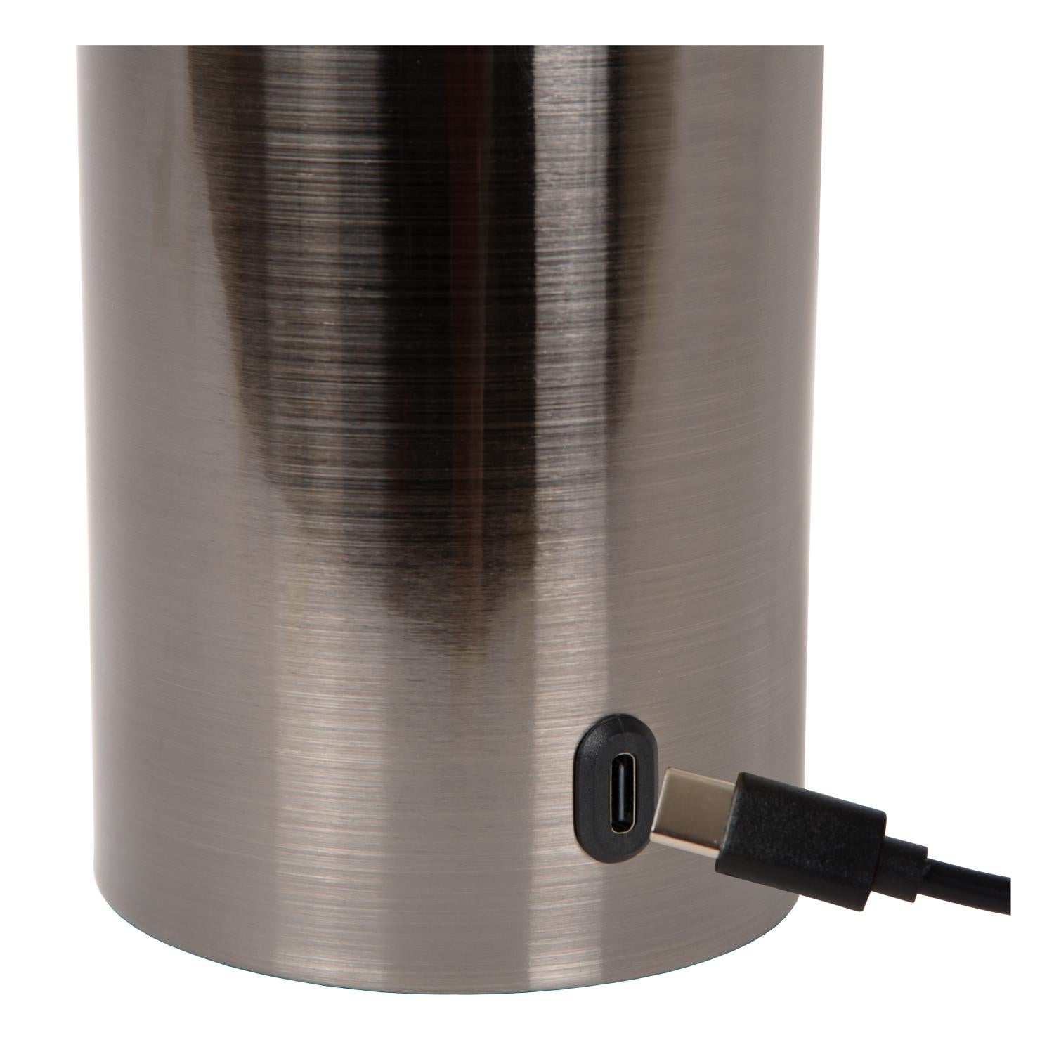 VIVO - Rechargeable table lamp - Battery - Ø 8 cm - LED Dimmable - E27 - 1x1W 2700K - Mat zwart chroom