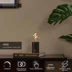 VIVO - Rechargeable table lamp - Battery - Ø 8 cm - LED Dimmable - E27 - 1x1W 2700K - Mat zwart chroom