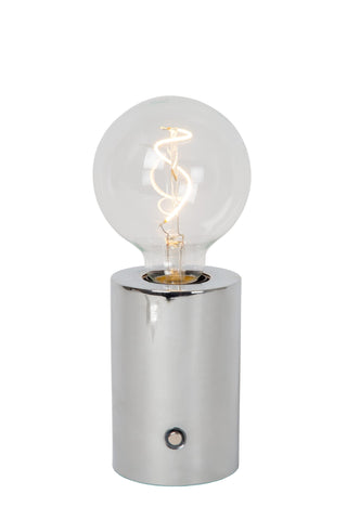 VIVO - Oplaadbare Tafellamp - Accu/Batterij - Ø 8 cm - LED Dimb. - E27 - 1x1W 2700K - Chroom