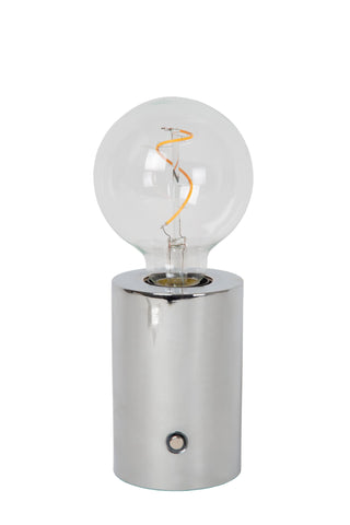 VIVO - Oplaadbare Tafellamp - Accu/Batterij - Ø 8 cm - LED Dimb. - E27 - 1x1W 2700K - Chroom