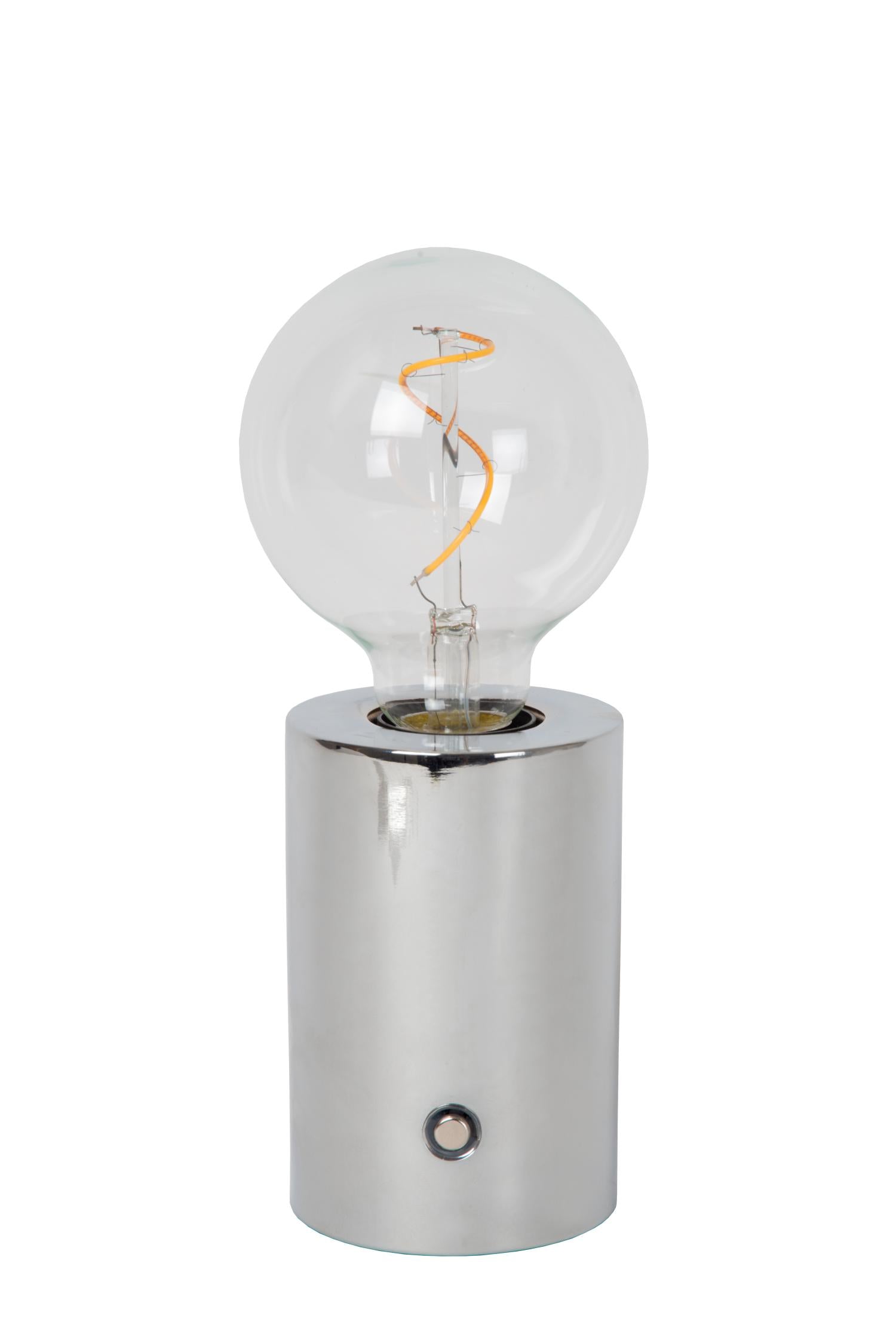 VIVO - Oplaadbare Tafellamp - Accu/Batterij - Ø 8 cm - LED Dimb. - E27 - 1x1W 2700K - Chroom