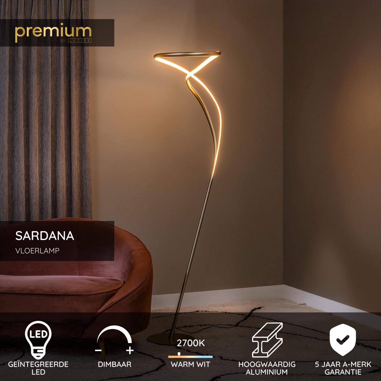SARDANA - Vloerlamp - Ø 44 cm - LED Dimb. - 1x28W 2700K - Mat Goud / Messing