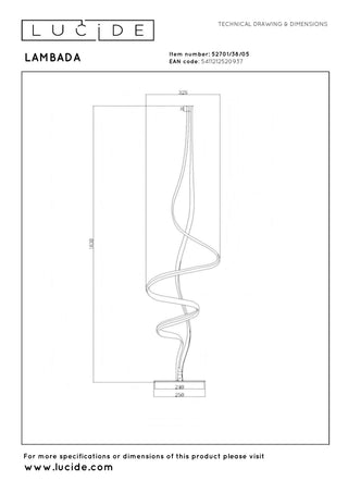 LAMBADA Vloerlamp-Mat Go.-LED Dimb.-38W-2700K-PVC