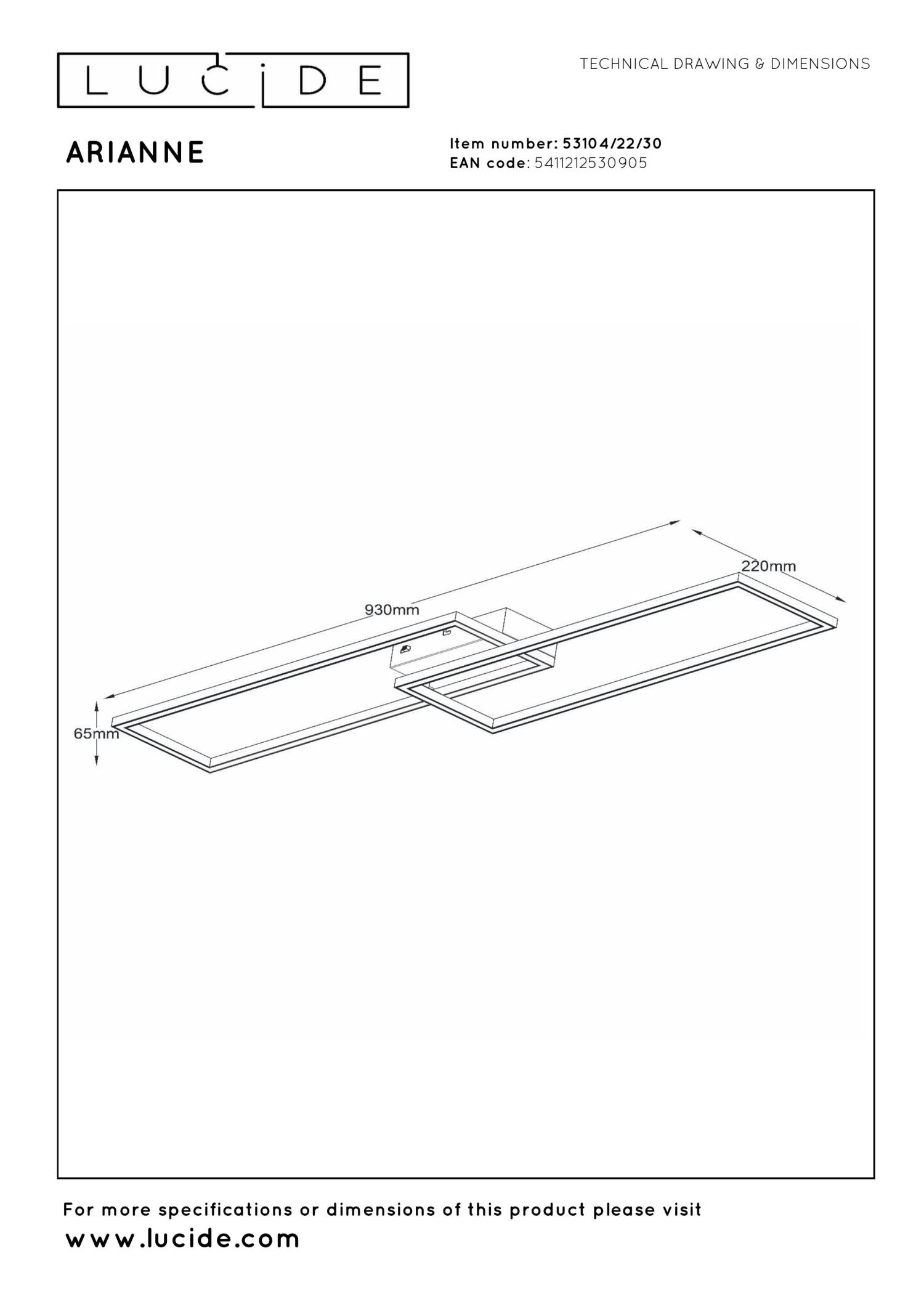 ARIANNE - Plafonnier - LED - CCT - 1x23W 2700K/4000K - Noir