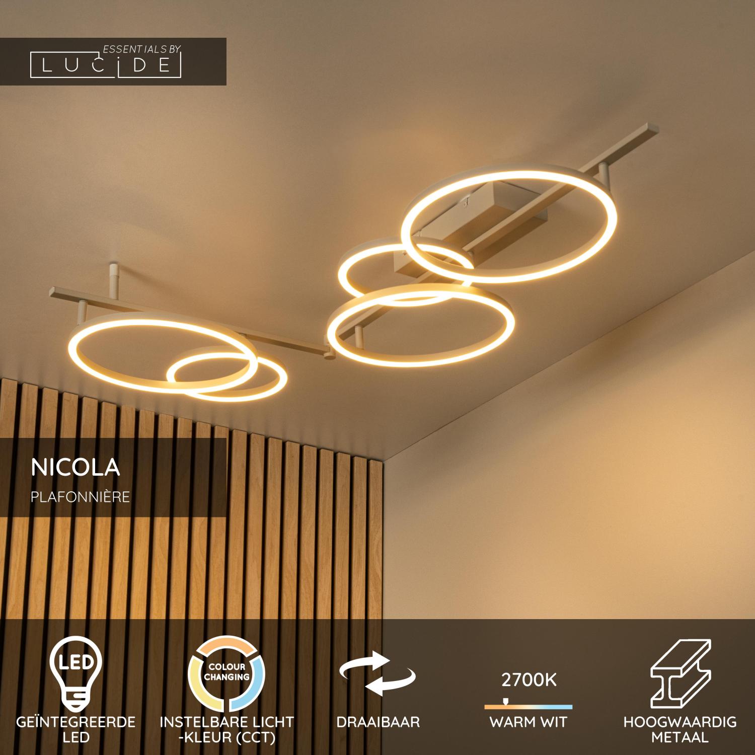 NICOLA - Plafonnier - LED - CCT - 1x37W 2700K/4000K - Taupe | Essential