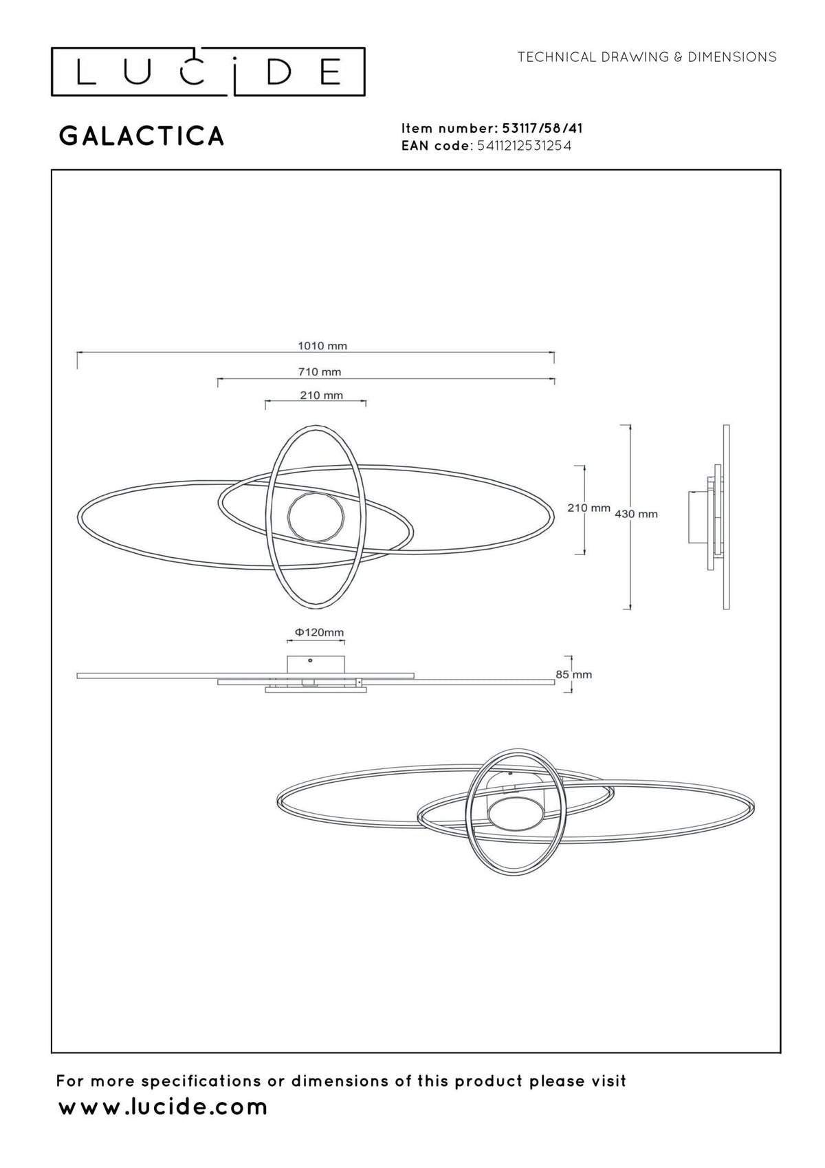 Lucide - GALACTICA - Plafonnier - LED Dimmable - CCT - 1x60W 2700K/4000K - Taupe - IP20