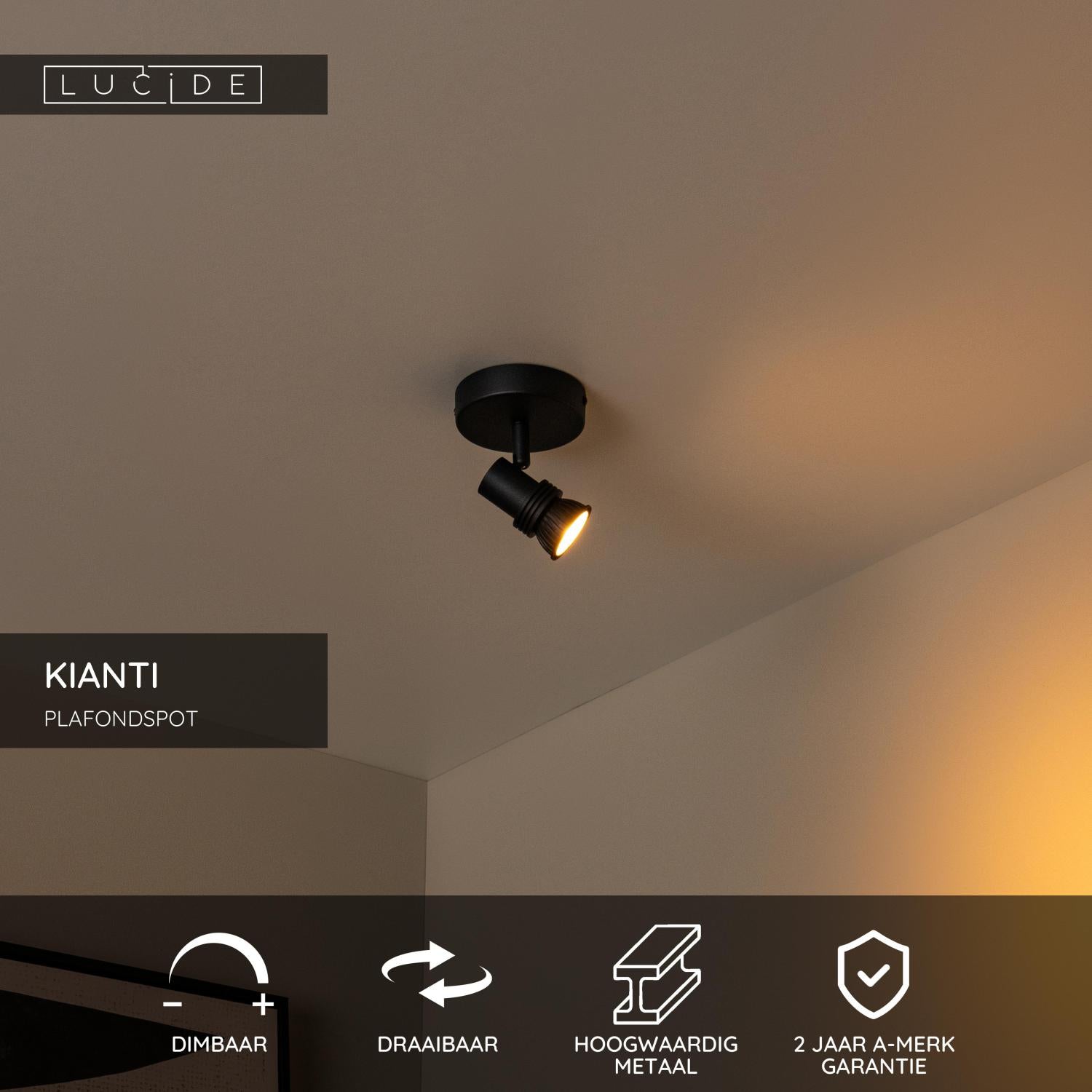 KIANTI - Spot plafonnier - Ø 10 cm - 1xGU10 - Noir