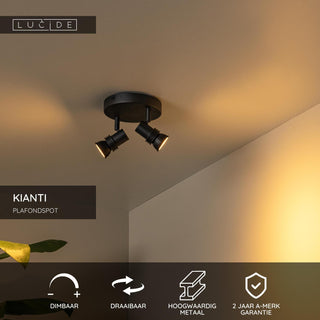 KIANTI - Plafondspot - Ø 15 cm - 2xGU10 - Zwart