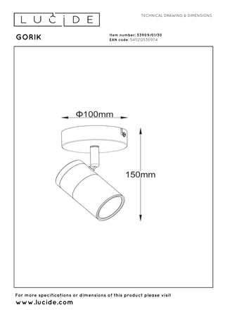 GORIK - Spot plafonnier - 1xGU10 - Noir