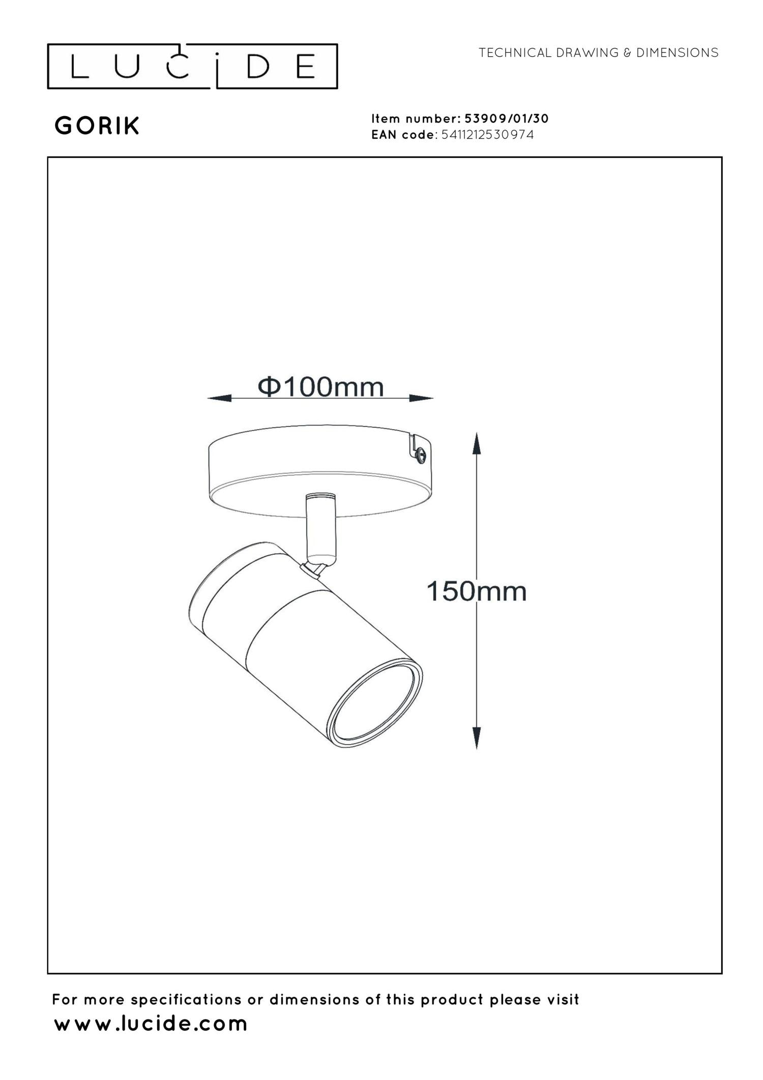 GORIK - Spot plafonnier - 1xGU10 - Noir