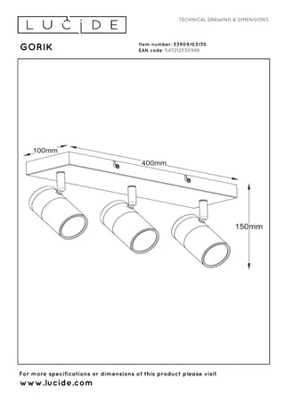 GORIK - Spot plafonnier - 3xGU10 - Noir