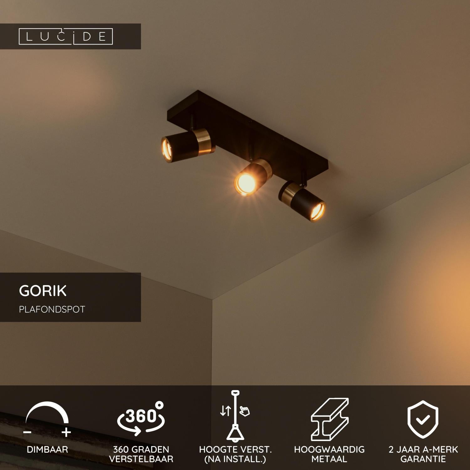 GORIK - Spot plafonnier - 3xGU10 - Noir