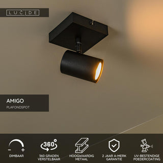 AMIGO - Plafondspot - 1xGU10 - Zwart