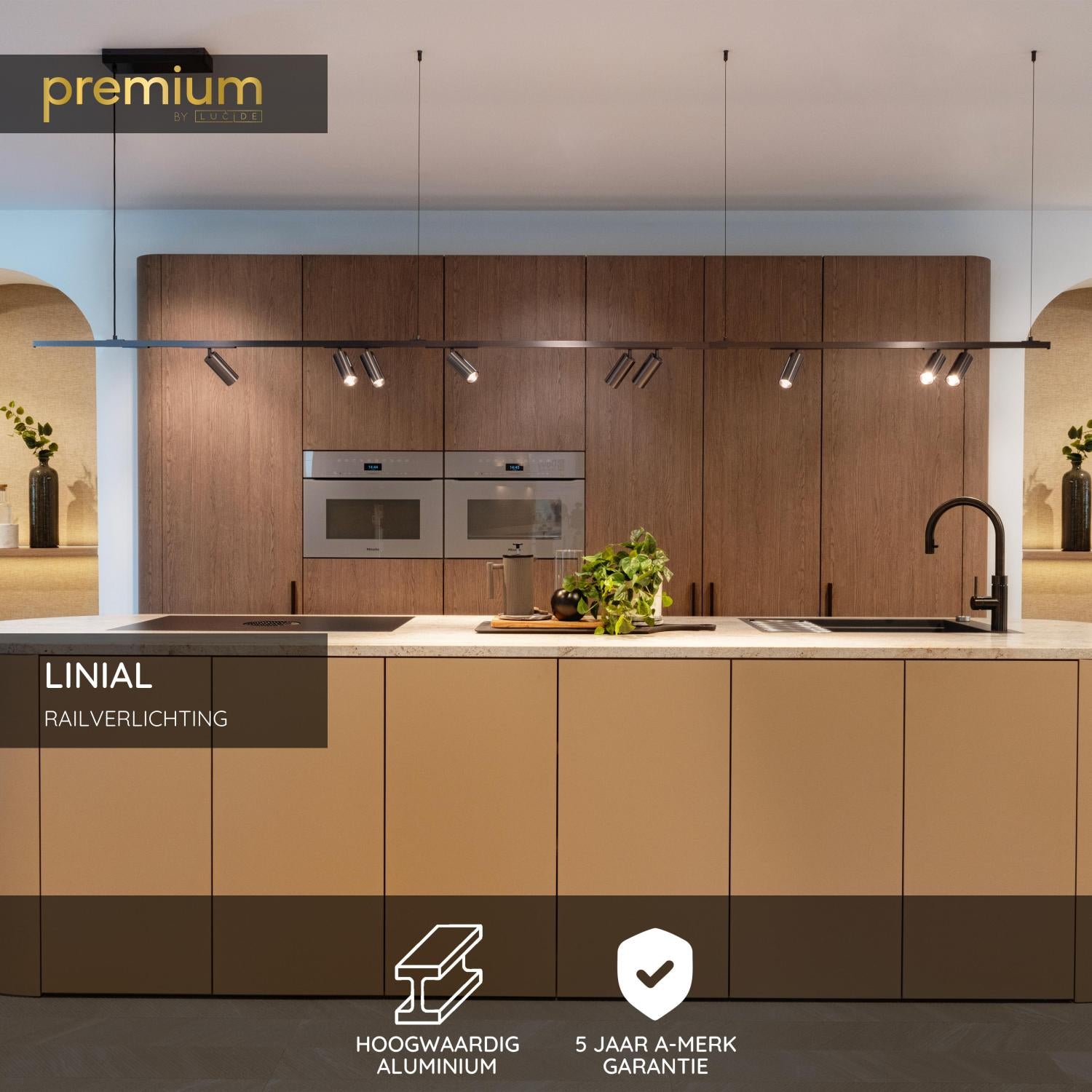 LINIAL Surface-mounted track - 1-phase Track system / Track lighting - Smart - 48V Track - 1 meter- Matt black chrome