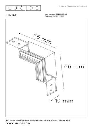 LINIAL Rail apparent - Angle vertical - 1 phase Système de rail / Éclairage sur rail  - Smart - 48V Track - Champagne
