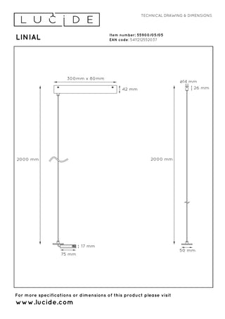LINIAL Suspension pour driver apparent - 1 phase Système de rail / Éclairage sur rail - Smart - 48V Track - Champagne