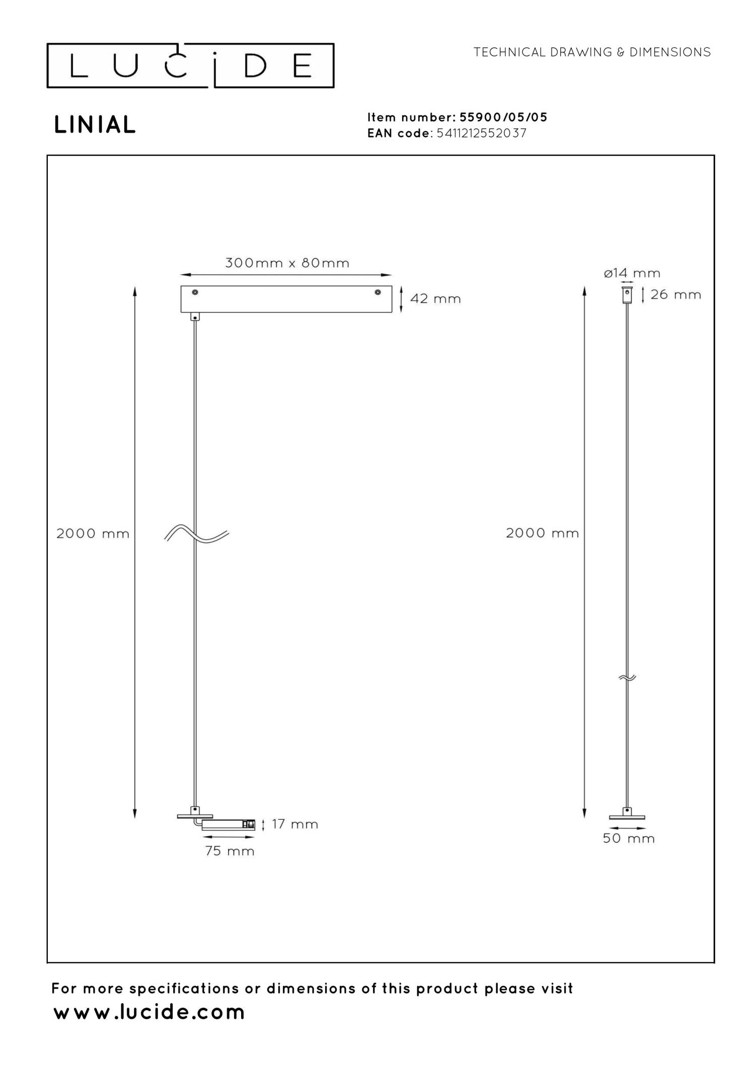 LINIAL Suspension for surface-mounted driver - 1-phase Track system / Track lighting - Smart - 48V Track - Champagne
