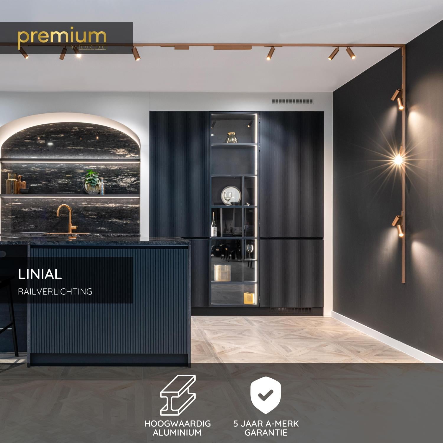 LINIAL Recht -koppelstuk - 1-fase Railsysteem / Railverlichting - Smart - 48V Track - Champagne