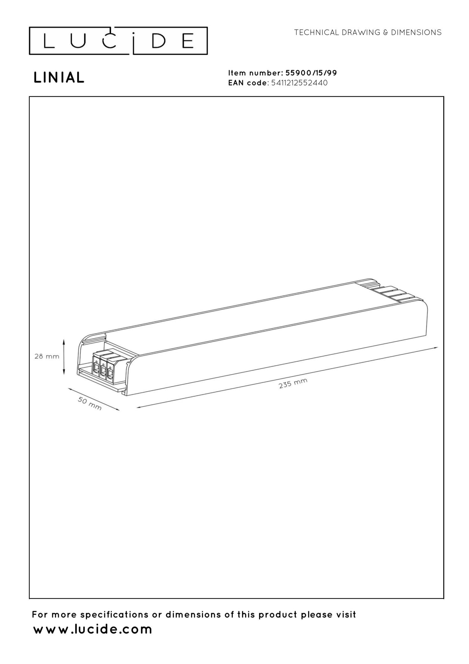 LINIAL Inbouwdriver 200W - 1-fase Railsysteem / Railverlichting - Smart - 48V Track - Grijs