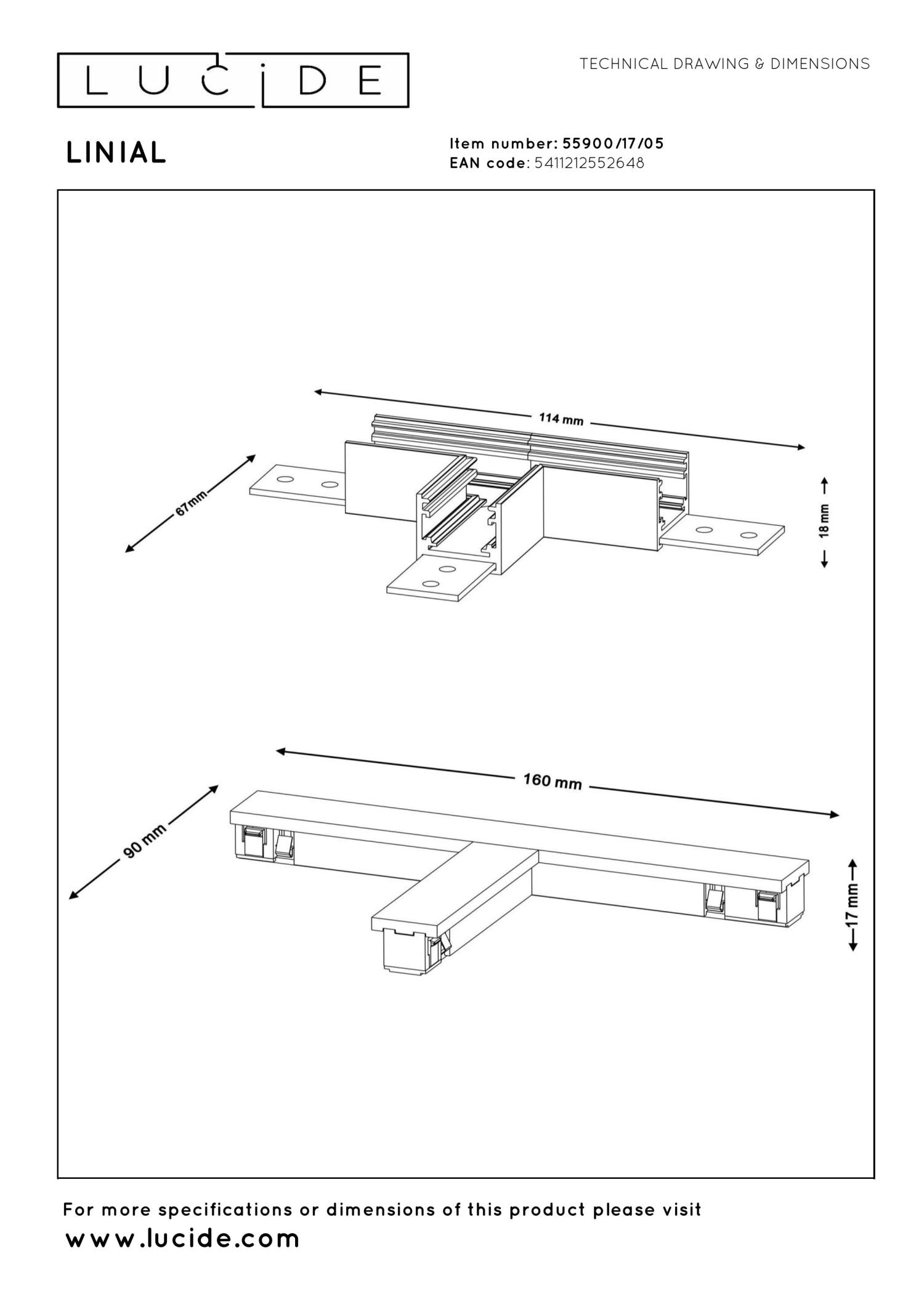 LINIAL T-koppelstuk - 1-fase Railsysteem / Railverlichting - Smart - 48V Track - Champagne