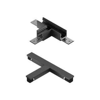 LINIAL T-koppelstuk - 1-fase Railsysteem / Railverlichting - Smart - 48V Track -  Mat Zwart Chroom