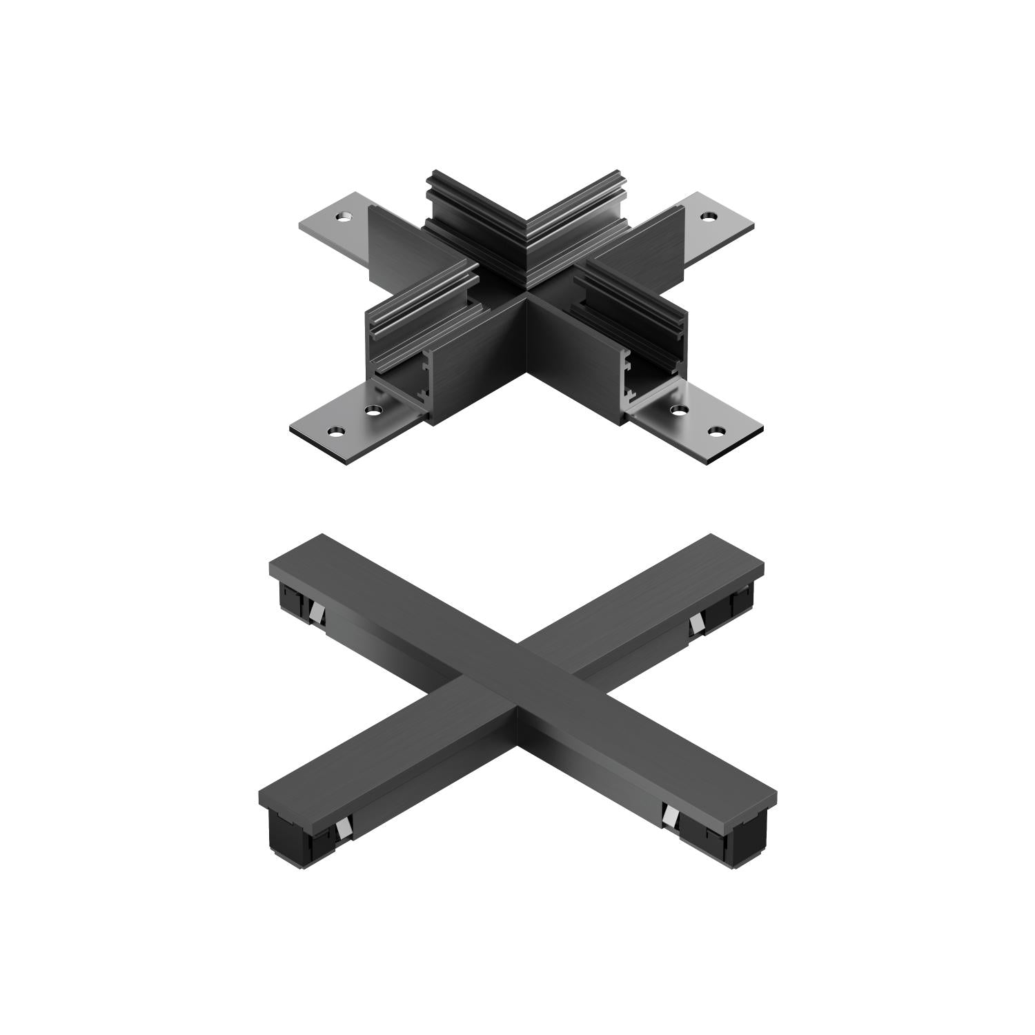 LINIAL X -koppelstuk - 1-fase Railsysteem / Railverlichting - Smart - 48V Track - Mat Zwart Chroom