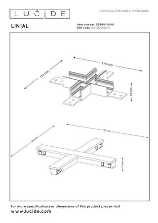 LINIAL X-connector - 1-phase Track system / Track lighting - Smart - 48V Track - Matt black chrome