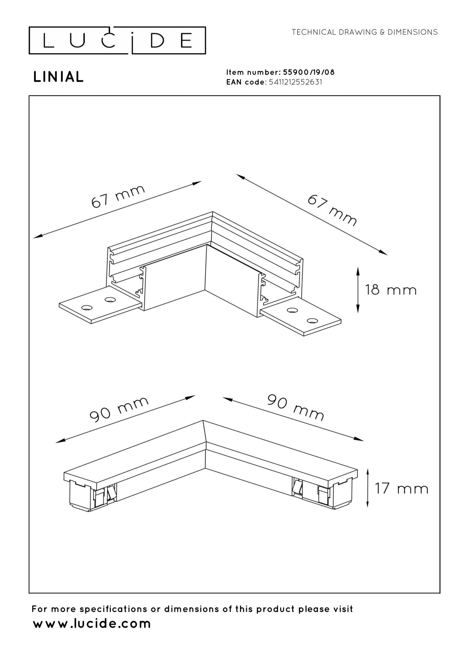 LINIAL L-connector - 1-phase Track system / Track lighting - Smart - 48V Track - Matt black chrome