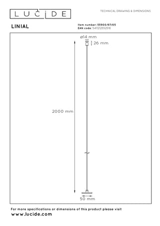 LINIAL Ophangkabel - 1-fase Railsysteem / Railverlichting - Smart - 48V Track - Champagne
