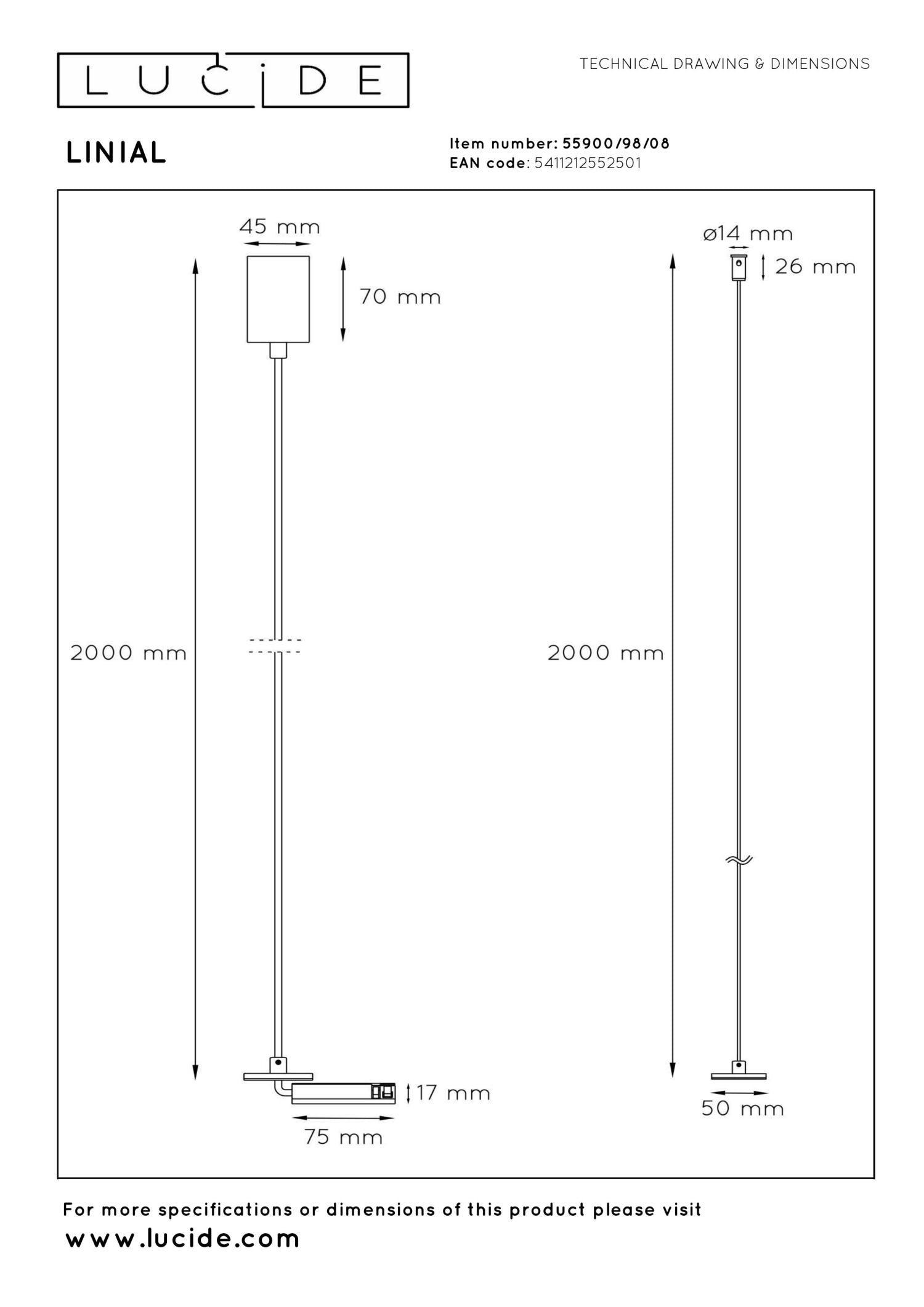 LINIAL Suspension for recessed driver - 1-phase Track system / Track lighting - Smart - 48V Track - Matt black chrome