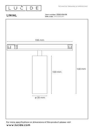 LINIAL BIX Track spotlight - 1-phase Track system / Smart track lighting - Smart - 48V Track - 1xLED - Matt black chrome