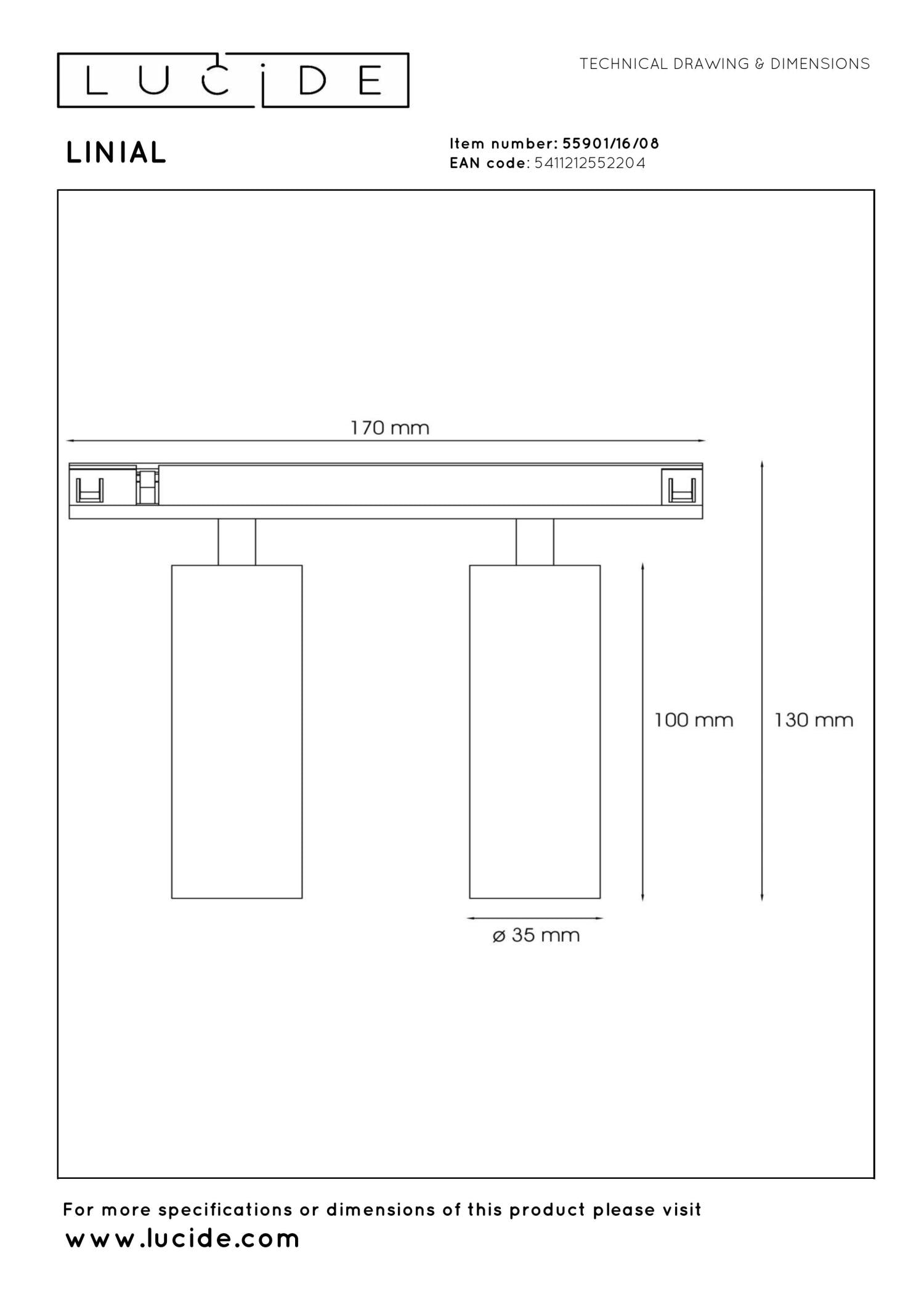 LINIAL BIXX Track spotlight - 1-phase Track system / Smart track lighting - Smart - 48V Track - 2xLED - Matt black chrome