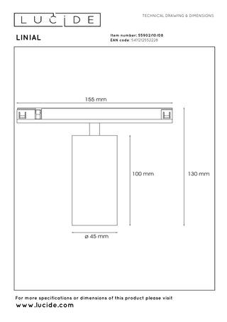 LINIAL MOX Railspot - 1-fase Railsysteem / Smart Railverlichting - Smart - 48V Track - 1xLED - Mat Zwart Chroom