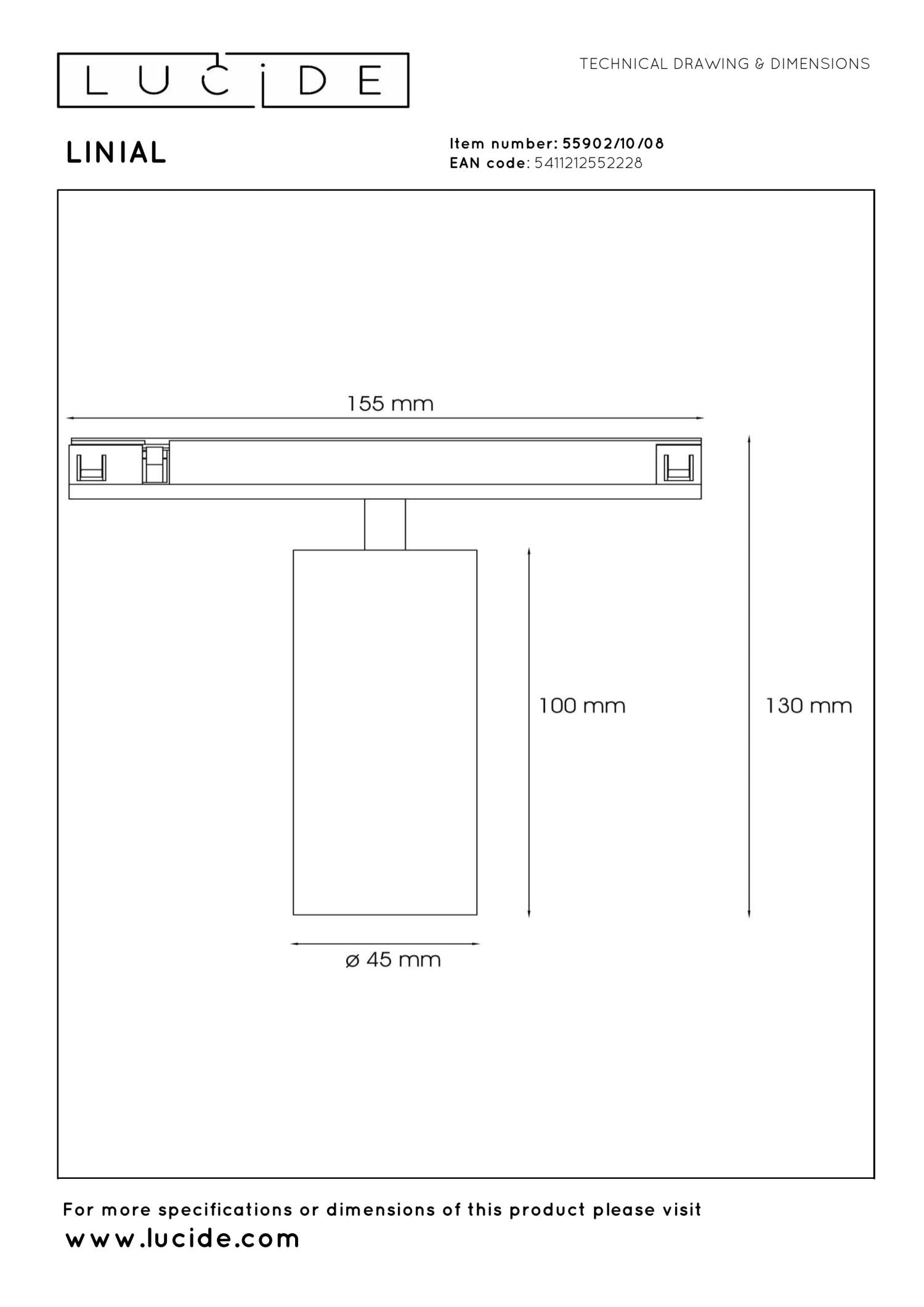 LINIAL MOX Railspot - 1-fase Railsysteem / Smart Railverlichting - Smart - 48V Track - 1xLED - Mat Zwart Chroom