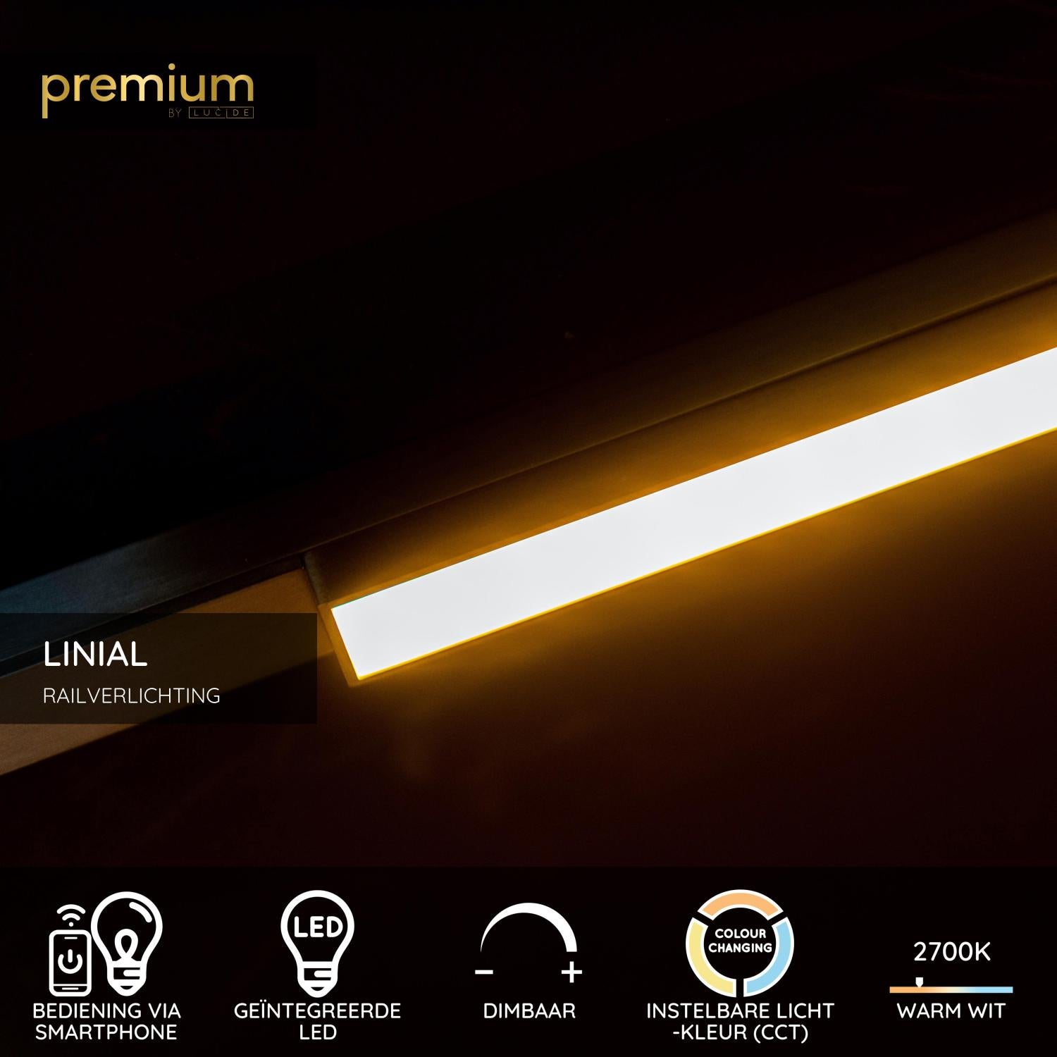 LINIAL GLYXX Railspot - 1-fase Railsysteem / Smart Railverlichting - Smart - 48V Track - 1xLED - Mat Zwart Chroom