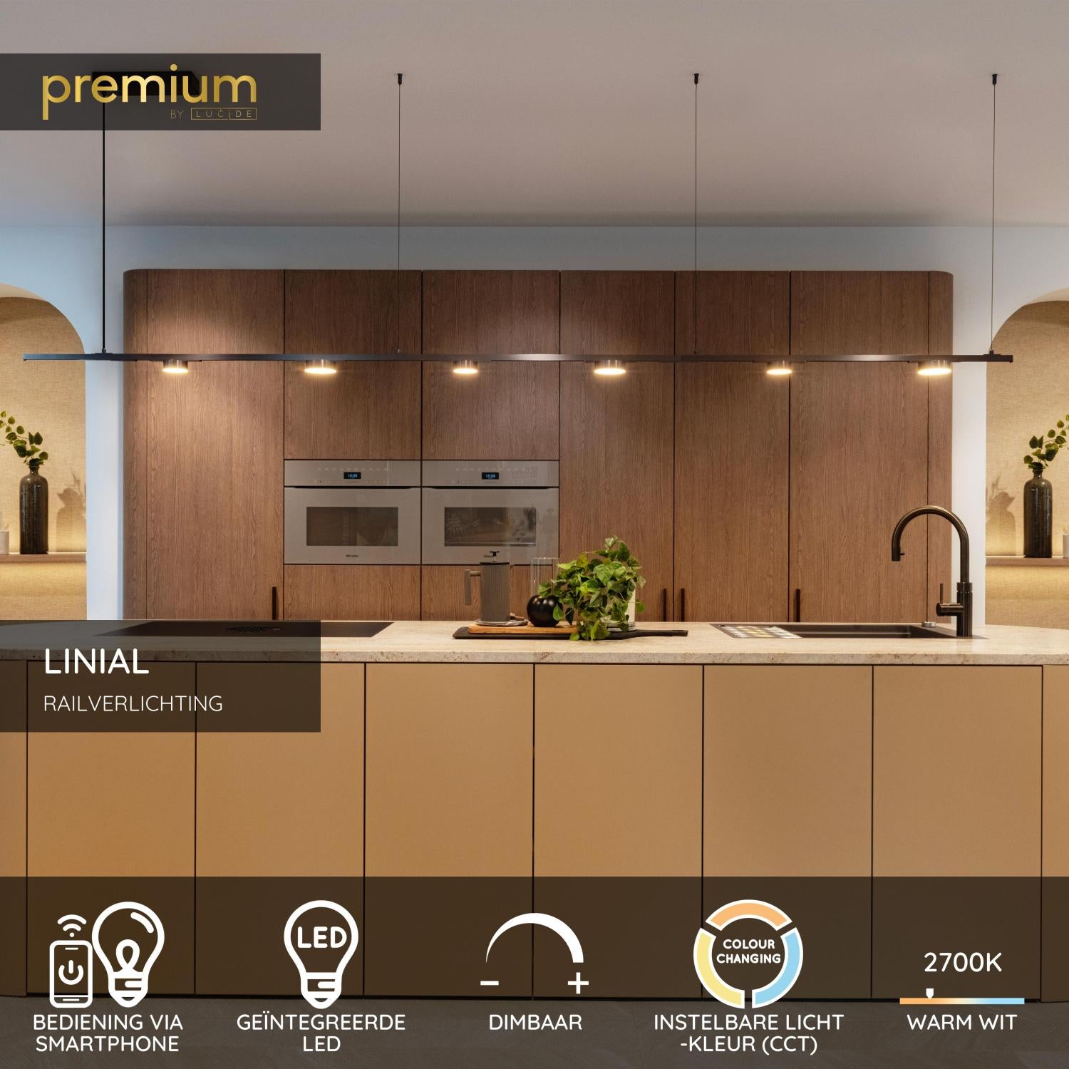 LINIAL FIXXT Track spotlight - 1-phase Track system / Smart track lighting - Smart - 48V Track - 1xLED - Matt black chrome