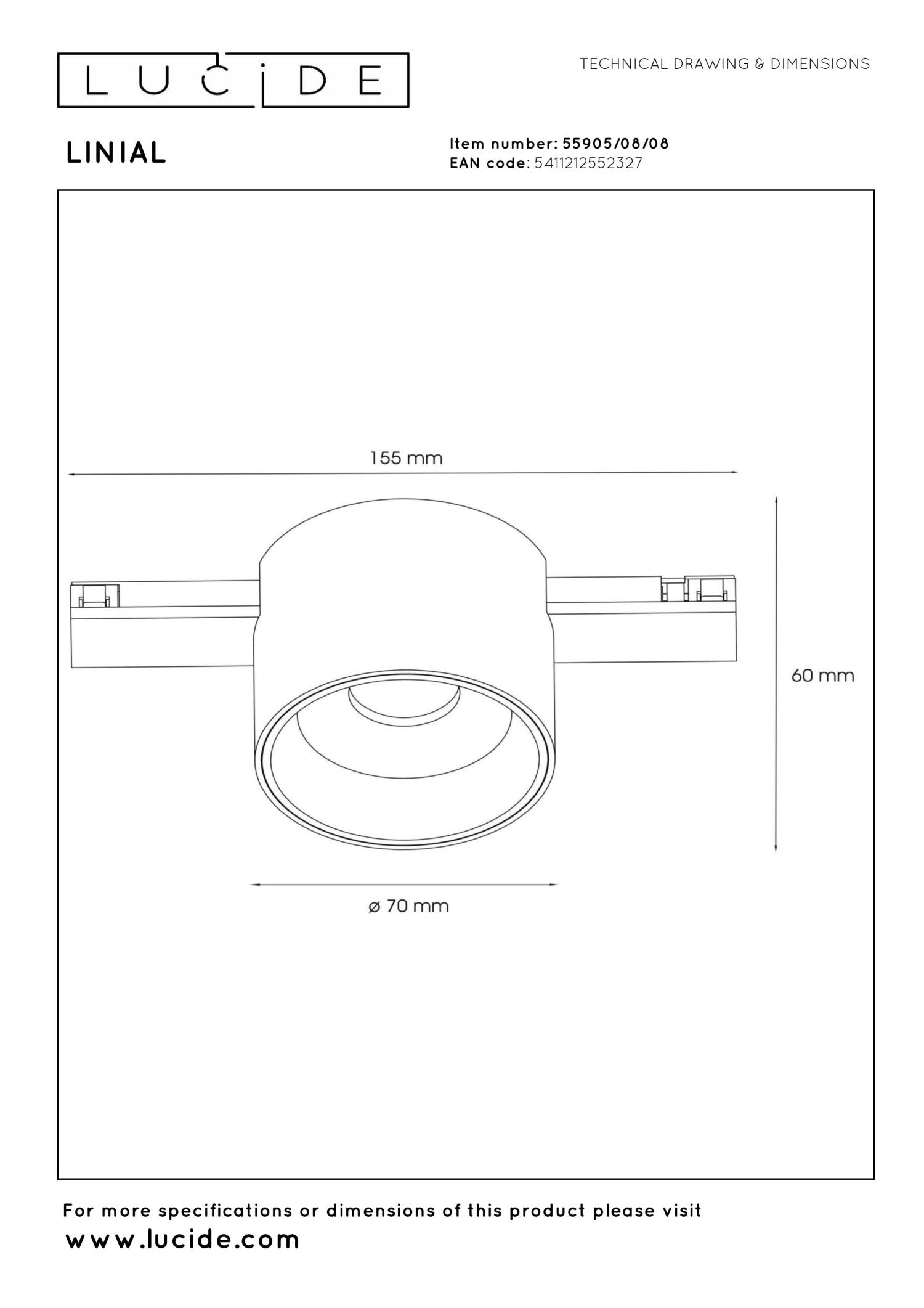 LINIAL LUX Track spotlight - 1-phase Track system / Smart track lighting - Smart - 48V Track - 1xLED - Matt black chrome