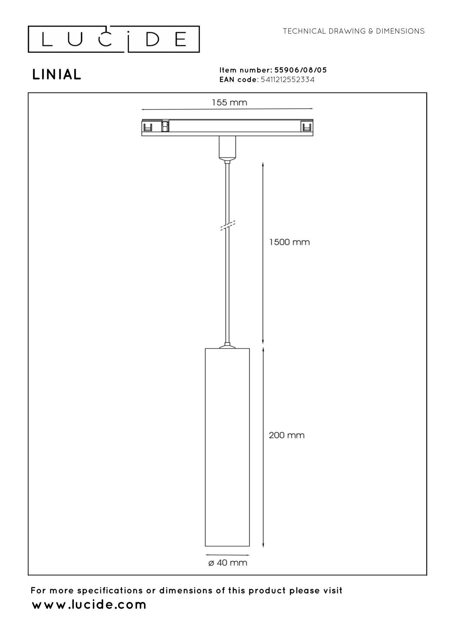 LINIAL LUXUS Hanglamp - 1-fase Railsysteem / Smart Railverlichting - Smart - 48V Track - 1xLED - Champagne