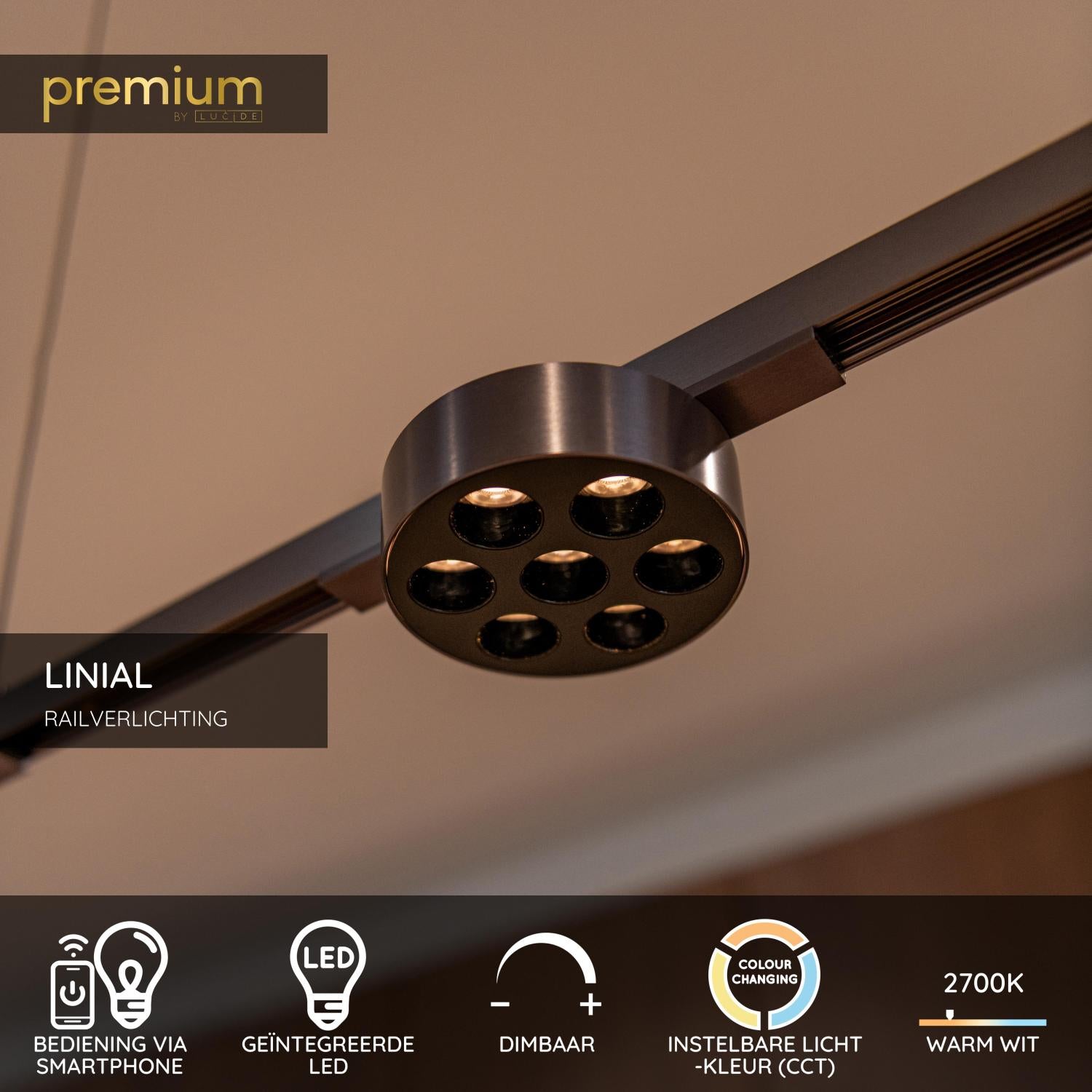 LINIAL XAVI Railspot - 1-fase Railsysteem / Smart Railverlichting - Smart - 48V Track - LED - Mat Zwart Chroom
